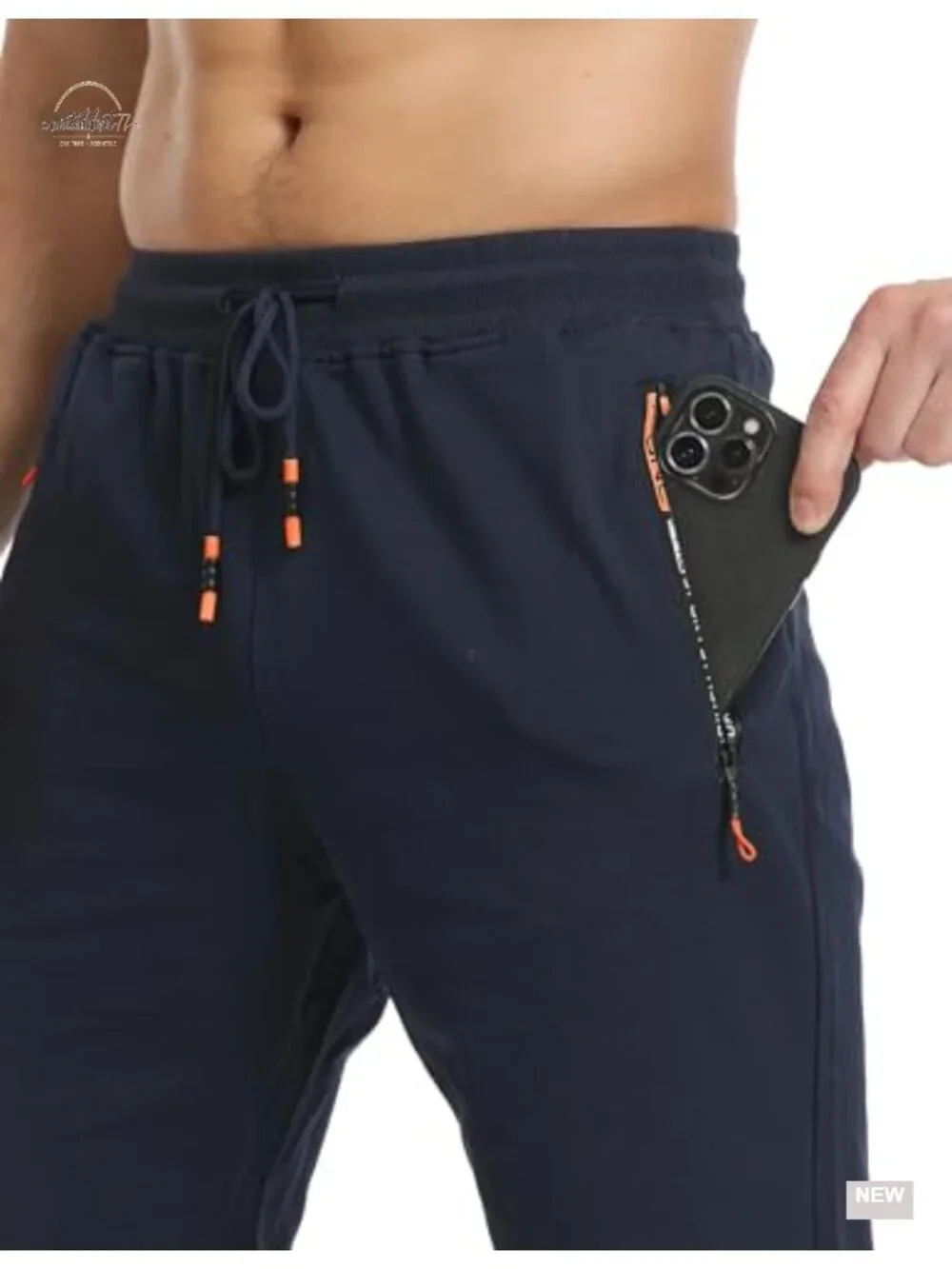 Men's Athletic Running Shorts with Zipper Pockets Cotton Blend Sweat Shorts for